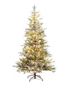 Nearly Natural 7ft Pre-lit Artificial Flocked Woodland Fir Christmas Tree With  200 Warm White Led L In Green