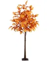 Nearly Natural 7ft. Pre-lit Autumn Maple Artificial Fall Tree In Orange