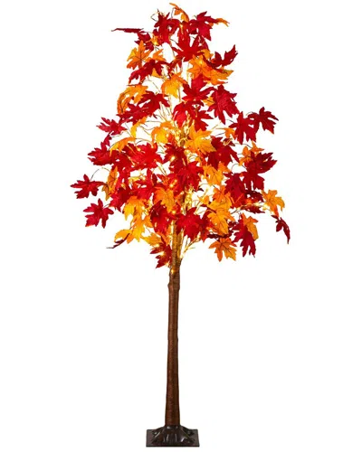Nearly Natural 7ft. Pre-lit Autumn Weeping Maple Artificial Fall Tree In Orange