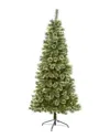 Nearly Natural 7ft Wisconsin Slim Snow Tip Pine Artificial Christmas Tree With 652 Bendable Branches In Green
