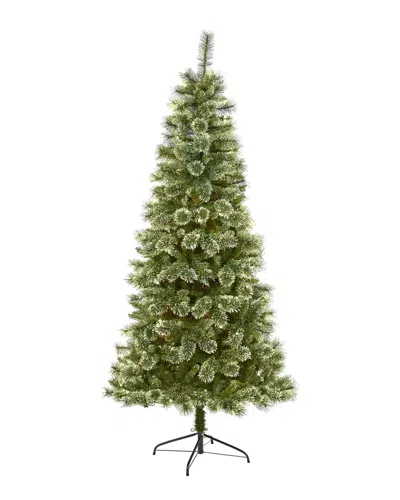 Nearly Natural 7ft Wisconsin Slim Snow Tip Pine Artificial Christmas Tree With 652 Bendable Branches In Green