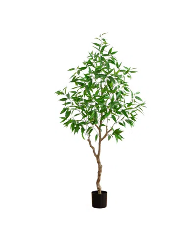 Nearly Natural 7ft. Artificial Long Leaf Greco Eucalyptus Tree With Real Touch Leaves In Green