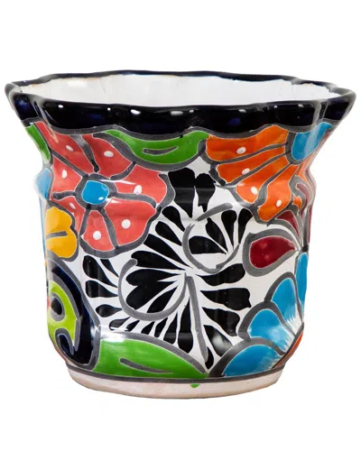 Nearly Natural 7in Handmade Mexican Talavera Ceramic Planter In Multicolor