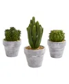 Nearly Natural 8" Cactus Artificial Plant, Set Of 3 In Green