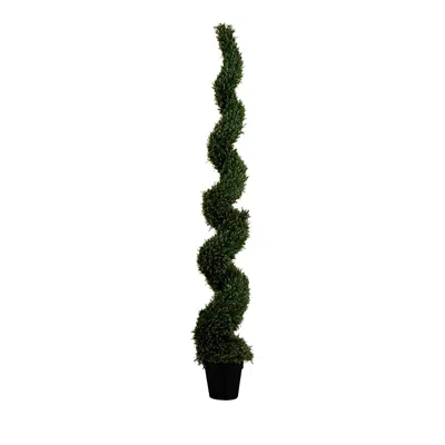 Nearly Natural 8' Uv Resistant Artificial Rosemary Spiral Topiary Tree (indoor/outdoor) In Green