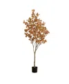 Nearly Natural 7ft Artificial Autumn Eucalyptus Tree In Orange