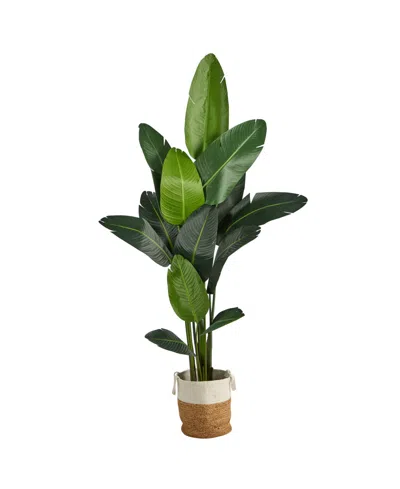 Nearly Natural 7ft Artificial Travelers Palm Tree With Handmade Basket In Green