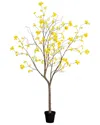 Nearly Natural 8ft Artificial Bellflower Tree In Yellow