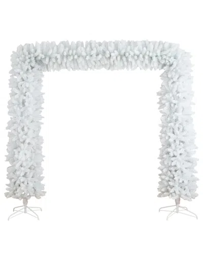 Nearly Natural 8ft. Artificial Holiday White Christmas Pine Archway