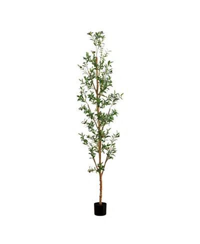 Nearly Natural 8ft. Artificial Olive Tree With Natural Trunk In Green