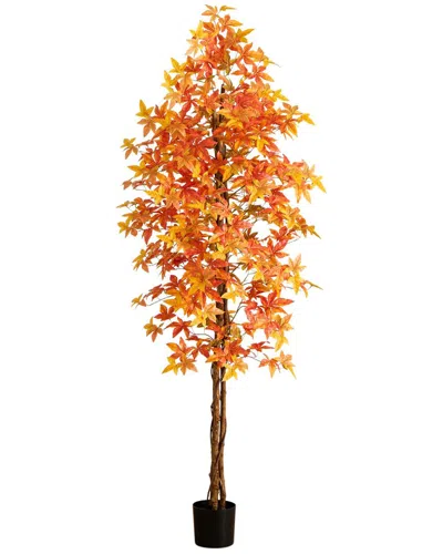 Nearly Natural 8ft. Autumn Deluxe Maple Artificial Fall Tree In Orange