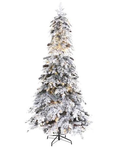 Nearly Natural 8ft. Flocked Montana Down Swept Spruce Artificial Christmas  Tree In Green