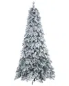 Nearly Natural 8ft. Flocked Vermont Mixed Pine Artificial Christmas Tree With 600 Led Lights In White