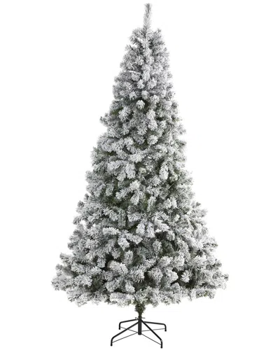 Nearly Natural 8ft. Flocked West Virginia Fir Artificial Christmas Tree In White