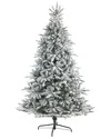 Nearly Natural 8ft. Flocked West Virginia Spruce Artificial Christmas Tree With 600 Clear Lights And In White