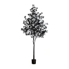 Nearly Natural 8ft Pre-lit Black Eucalyptus Lighted Indoor Artificial Tree In Black