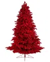Nearly Natural 8ft. Red Flocked Fraser Fir Artificial Christmas Tree In Red