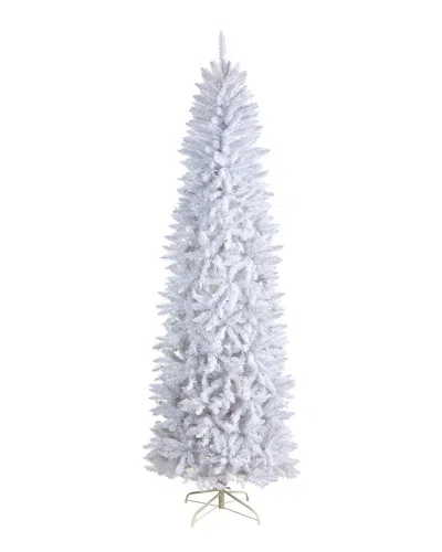 Nearly Natural 8ft Slim White Artificial Christmas Tree With 1348 Bendable Branches