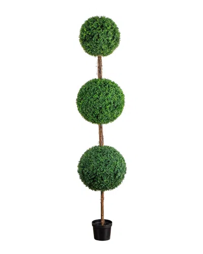 Nearly Natural 8ft Uv-resistant Artificial Triple Ball Boxwood Topiary Tree  (indoor/outdoor) In Green