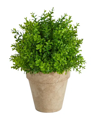 Nearly Natural 8in Boxwood Artificial Plant In Planter In Green