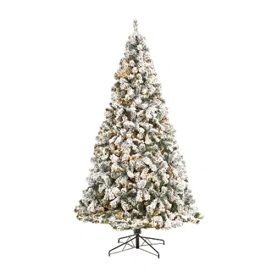 Nearly Natural 9 Foot West Virginia Flocked Fir With 650 Clear Led Lights And 1320 Bendable Branches Pre-lit Christ In Gray