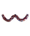 Nearly Natural 9' Patriotic American Flag Themed Artificial Garland With 50 Warm Led Lights In Open Miscellaneous