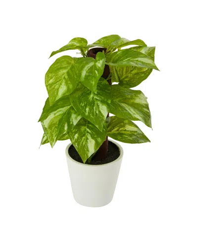 Nearly Natural 9" Pothos Artificial Plant In Planter, Real Touch In Green