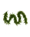 Nearly Natural 9ft. Pre-lit Artificial Real Touch Norfolk Island Pine Garland In Green