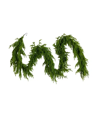 Nearly Natural 9" Pre-lit Artificial Touch Norfolk Island Pine Garland Led Lights In Green
