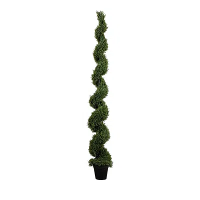 Nearly Natural 9' Uv Resistant Artificial Rosemary Spiral Topiary Tree (indoor/outdoor) In Green