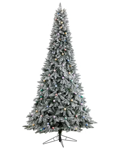 Nearly Natural 9.5ft. Flocked British Columbia Mountain Fir Artificial  Christmas Tree In White