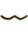 Nearly Natural 9ft Bow & Pinecone Artificial Christmas Garland With 35 Clear Led Lights In Green
