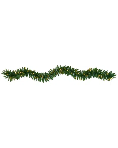 Nearly Natural 9ft Christmas Pine Artificial Garland With 50 Warm White Led Lights In Green