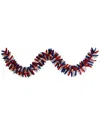 Nearly Natural 9' Patriotic American Flag Themed Artificial Garland With 50 Warm Led Lights In Multi