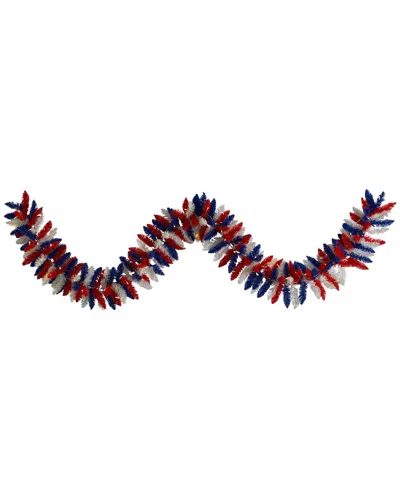 Nearly Natural 9ft Patriotic American Flag Artificial Garland With 50 Warm Led  Lights In Multi