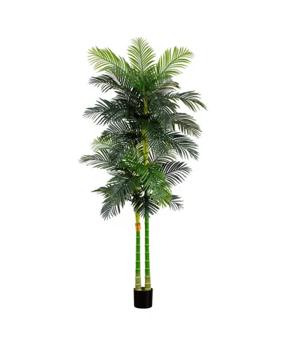 Nearly Natural 9ft. Artificial Double Golden Cane Palm Tree In Green