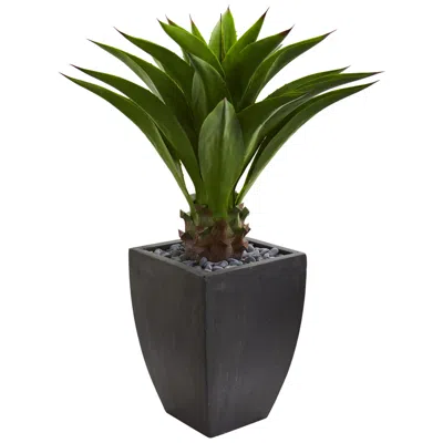 Nearly Natural Agave Artificial Plant In Black Planter In Green