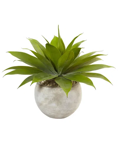 Nearly Natural Agave Artificial Plant In Sand Colored Bowl In Green