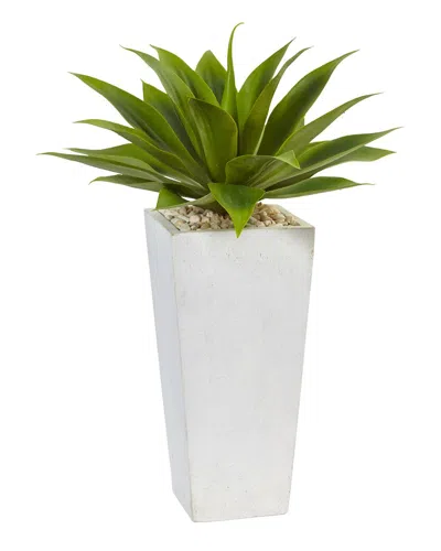 Nearly Natural Agave Artificial Plant In White Planter In Green