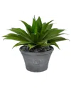 Nearly Natural Agave Succulent Artificial Plant In Gray Planter In Green
