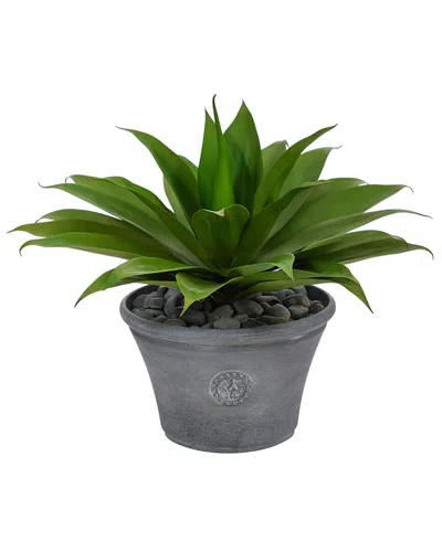 Nearly Natural Agave Succulent Artificial Plant In Gray Planter In Green