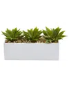 Nearly Natural Agave Succulent In Rectangular Planter In Green