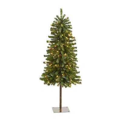 Nearly Natural 4-ft Alpine Artificial Christmas Tree With 100 Lights And 260 Bendable Branches In Green