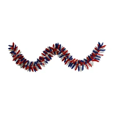Nearly Natural American Flag Themed Christmas Indoor Garland In Multi