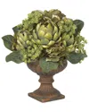 Nearly Natural Artichoke Centerpiece Silk Flower Arrangement In Green