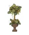 Nearly Natural Artichoke Topiary Silk Flower Arrangement In Green
