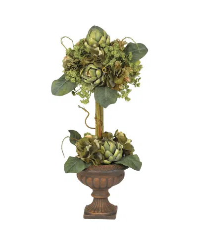 Nearly Natural Artichoke Topiary Silk Flower Arrangement In Green
