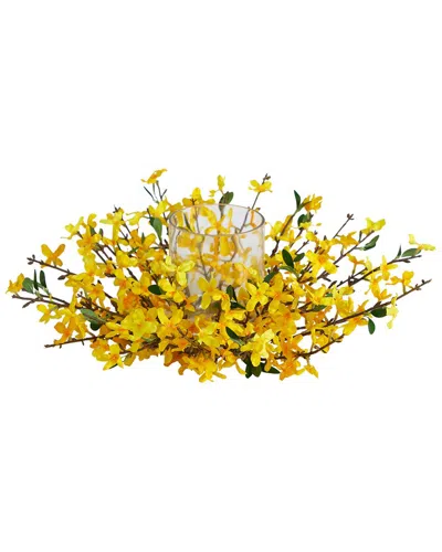 Nearly Natural Plum Blossom Candelabrum In White