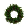 Nearly Natural Artificial Norfolk Mixed Pine 30 Wreath With Pinecones In Green