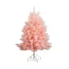 Nearly Natural 4ft. Artificial Pink Pampas Grass Christmas Tree In Pink